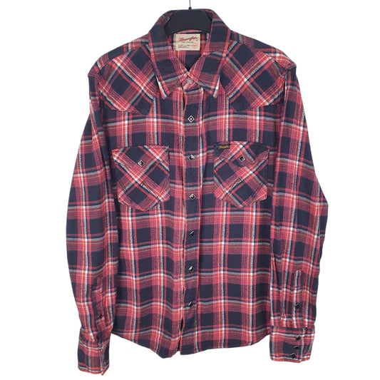 Mens Black Wrangler Vintage Flannel Pre-Shrunk Long Sleeve Shirt