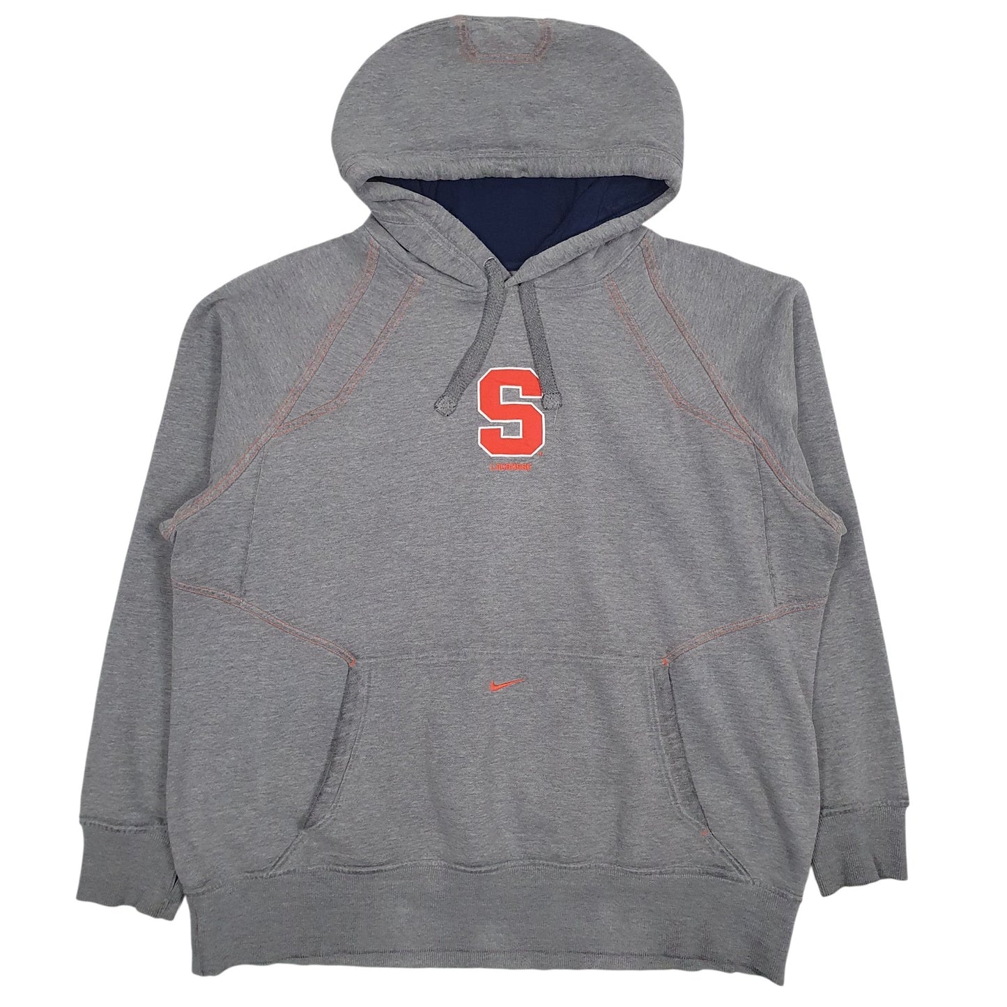 Mens Grey Nike Team Lacrosse Hoodie Jumper