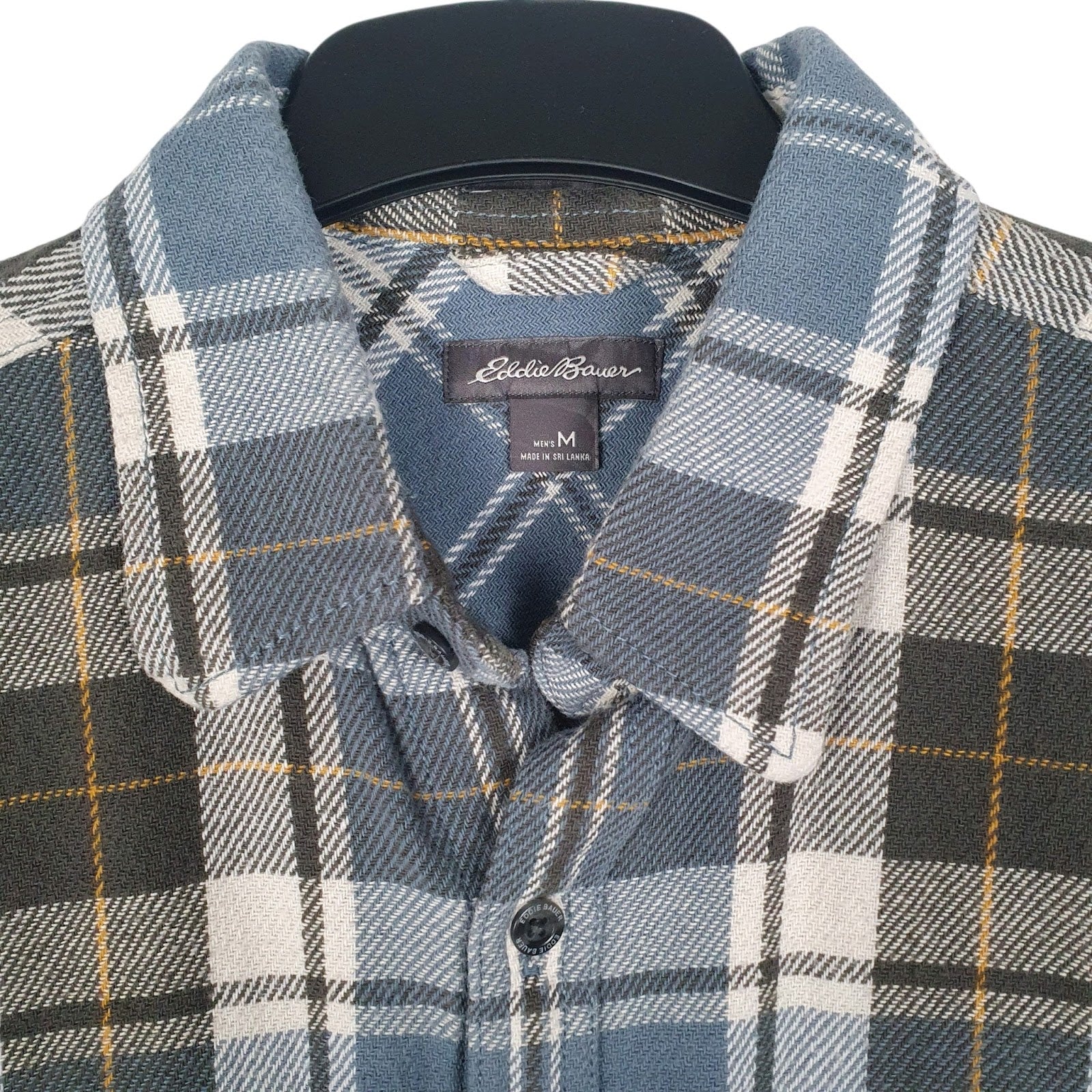 Mens Blue Eddie Bauer Heavyweight Canvas Plaid  Shirt