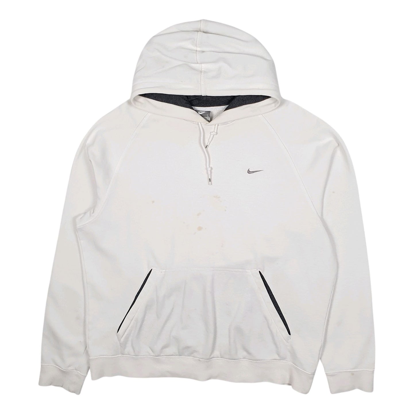 Mens White Nike Vintage 2000s Hoodie Jumper