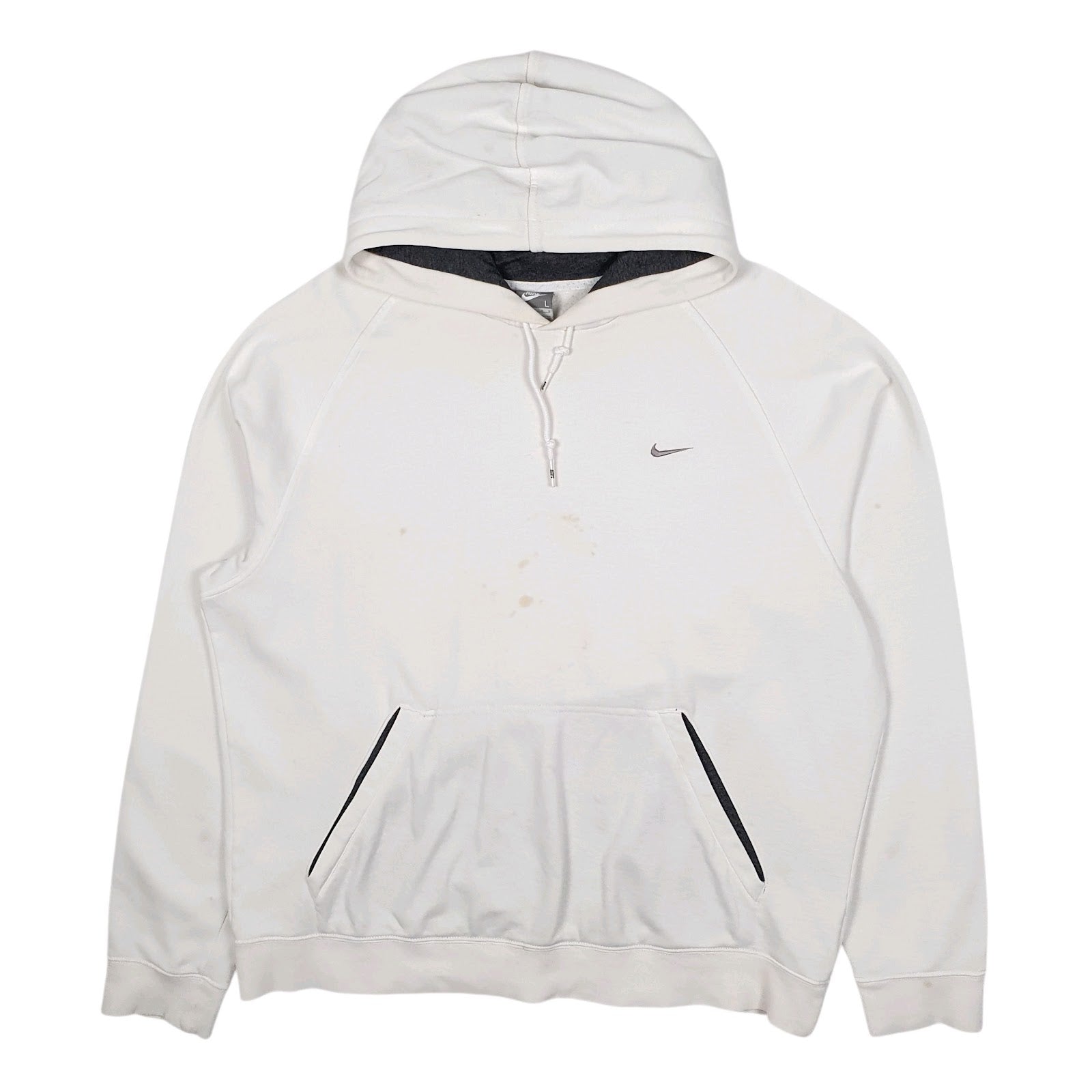 Mens White Nike Vintage 2000s Hoodie Jumper