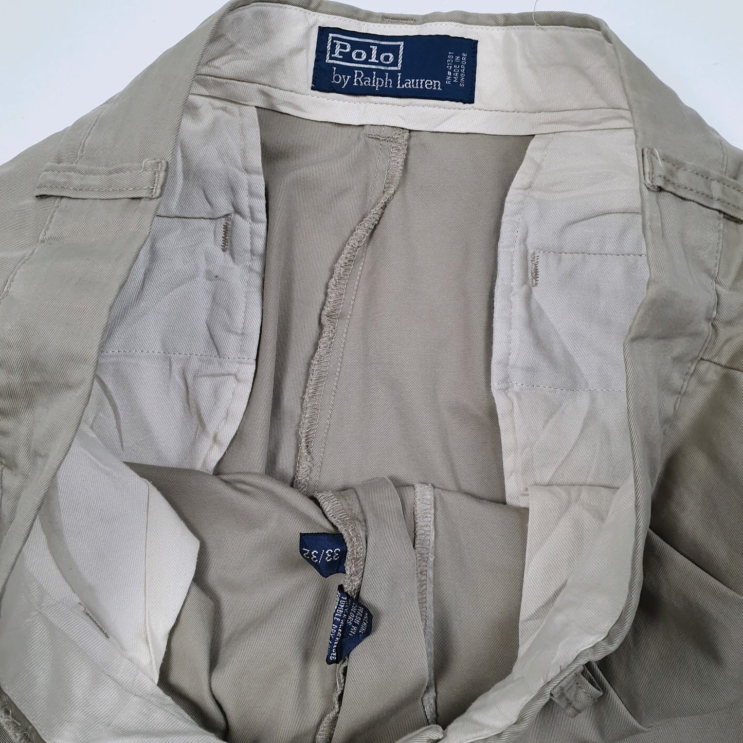 Mens Beige Polo Ralph Lauren Double Pleated  Trousers