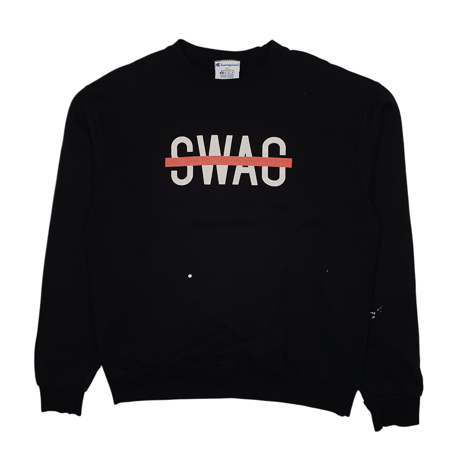 Mens Black Champion Swag Crewneck Jumper