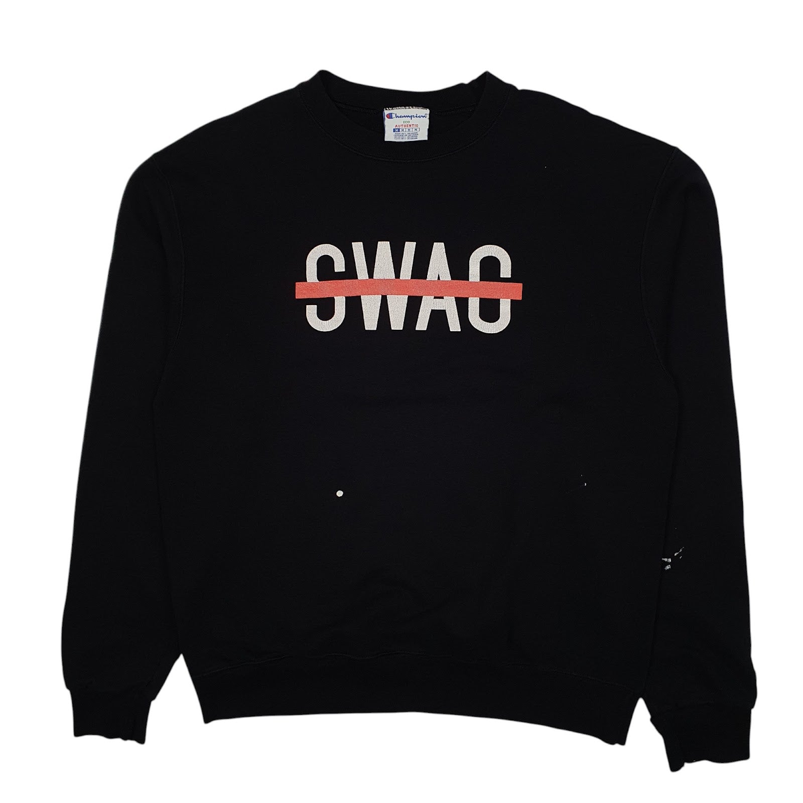 Mens Black Champion Swag Crewneck Jumper