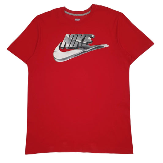 Mens Red Nike Spellout Short Sleeve T Shirt