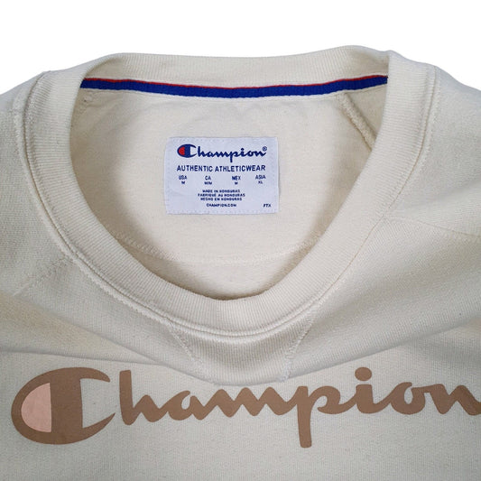 Womens Cream Champion  Crewneck Jumper