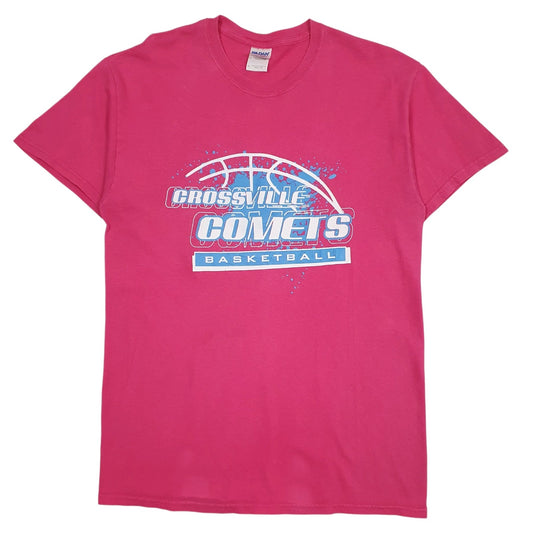Mens Pink Gildan Crossville Comets Basketball Short Sleeve T Shirt