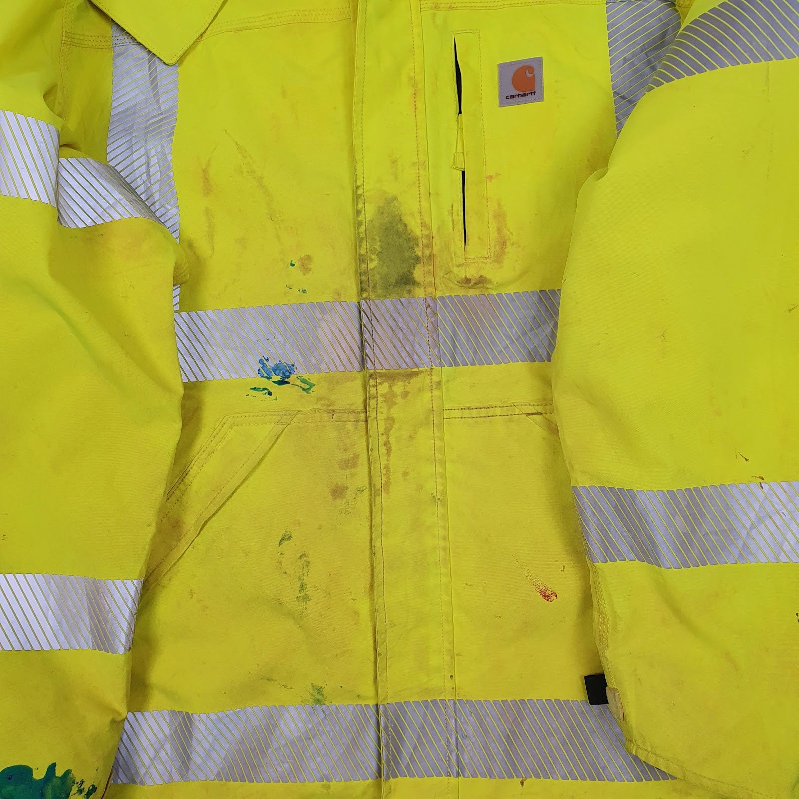 Mens Yellow Carhartt Hi Vis Worksite Saftey  Coat