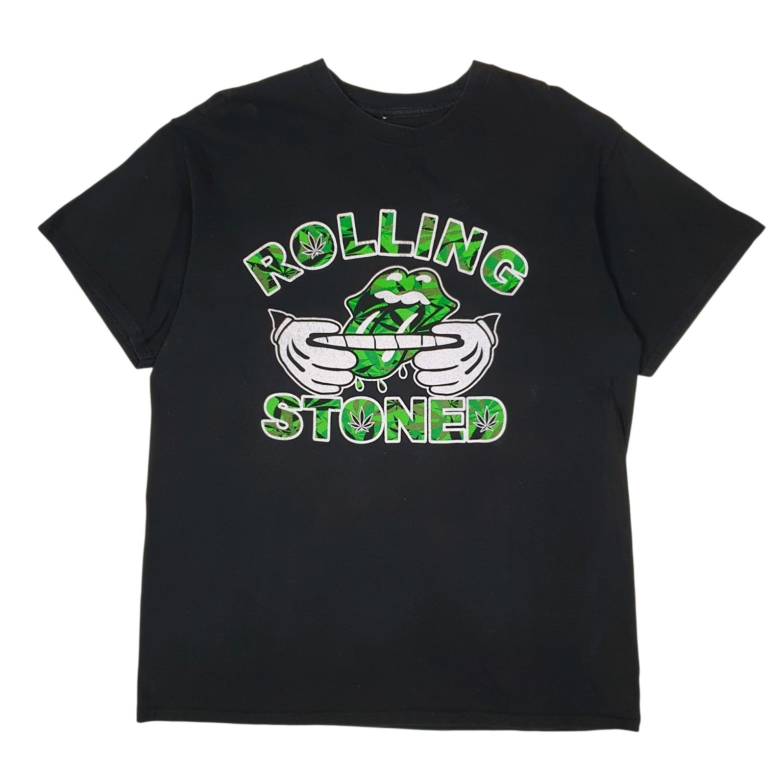 Mens Black Rolling Stoned  Short Sleeve T Shirt