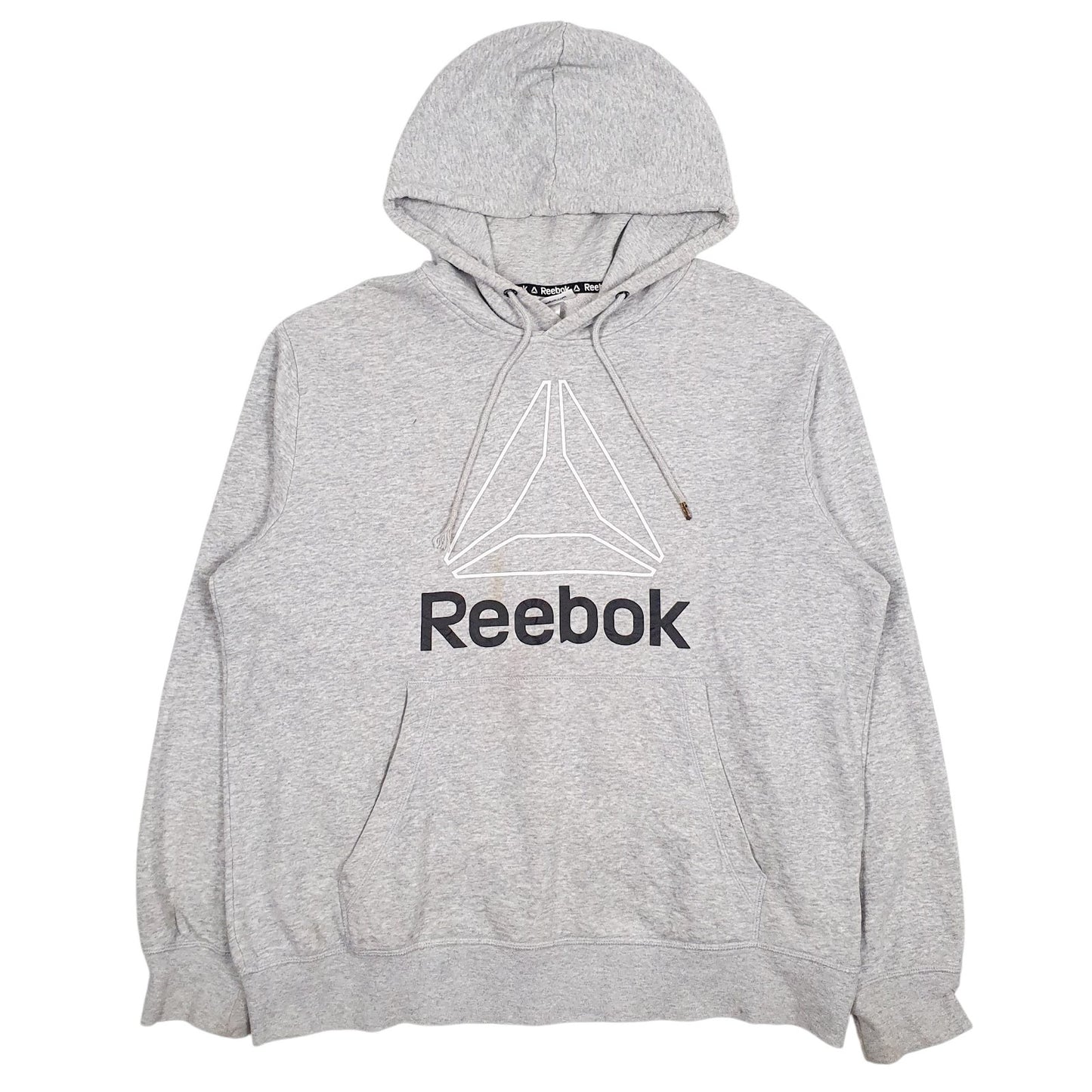 Mens Grey Reebok Spellout Hoodie Jumper