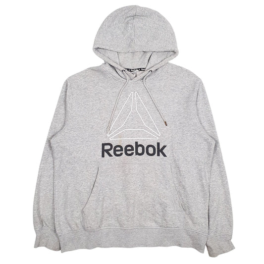 Mens Grey Reebok Spellout Hoodie Jumper