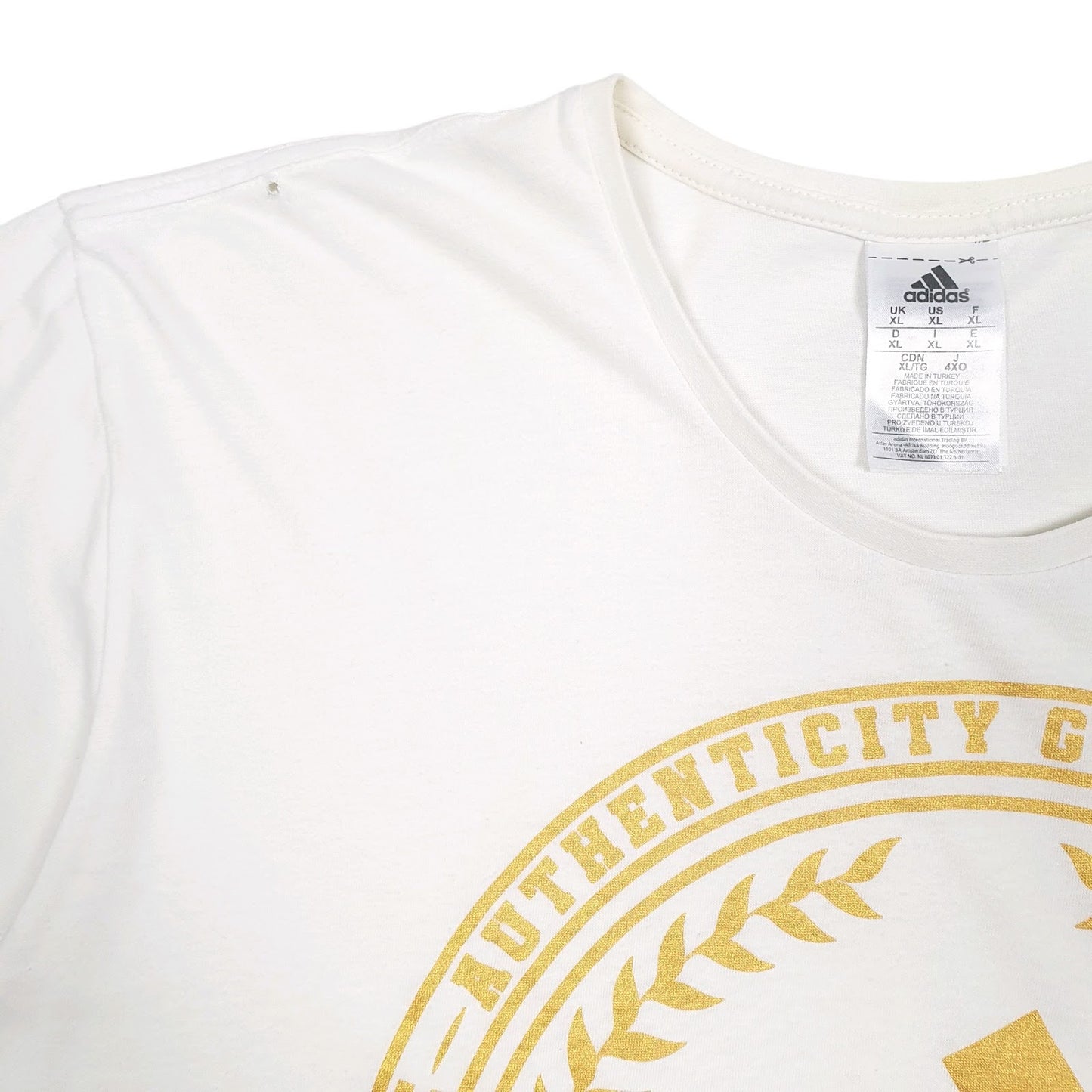 Mens White Adidas Spellout  T Shirt