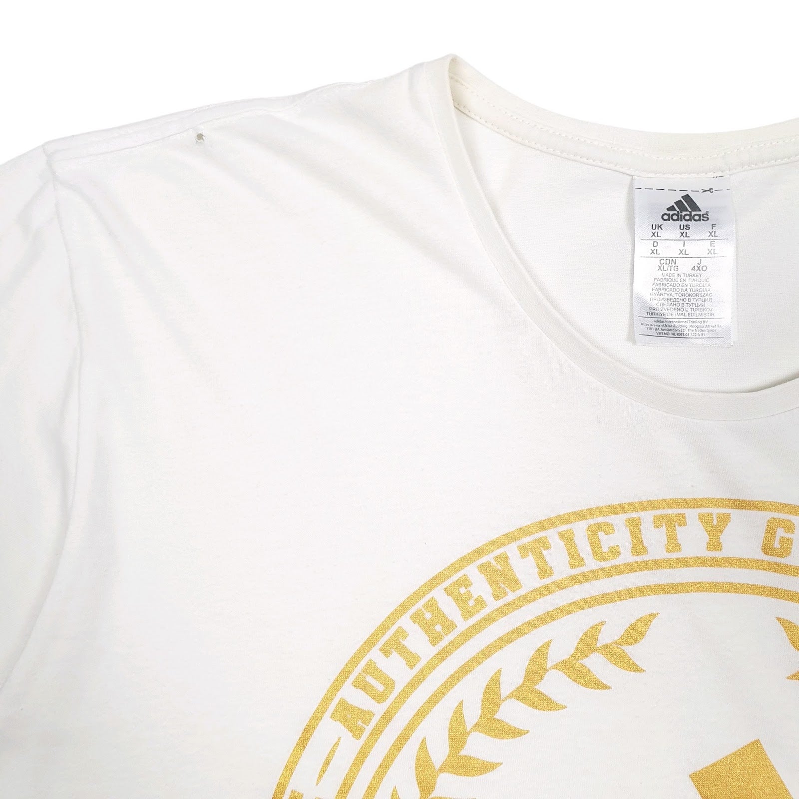 Mens White Adidas Spellout  T Shirt