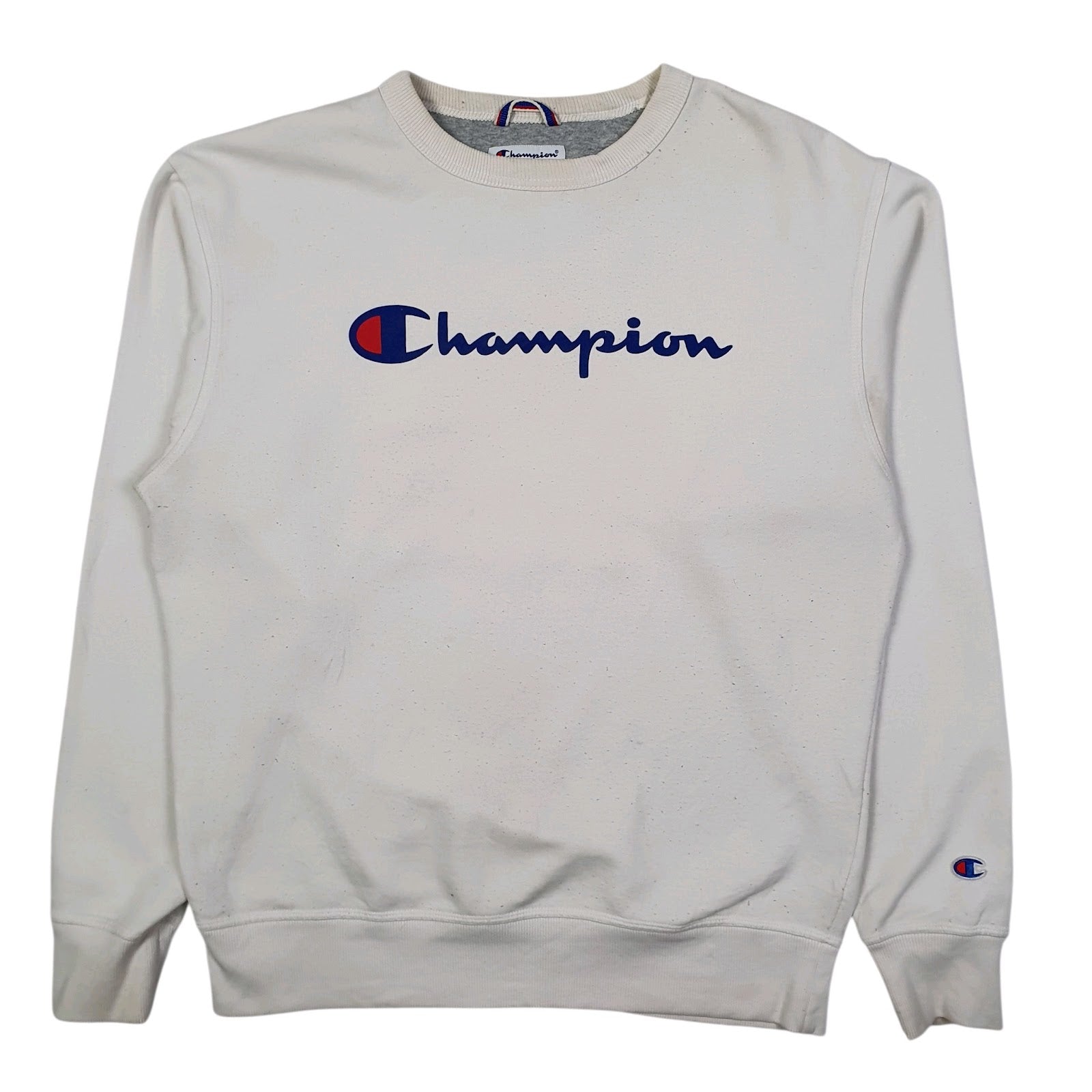 Mens White Champion  Crewneck Jumper