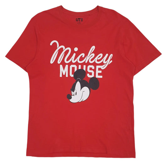 Mens Red Uniqlo Disney Mickey Mouse Short Sleeve T Shirt