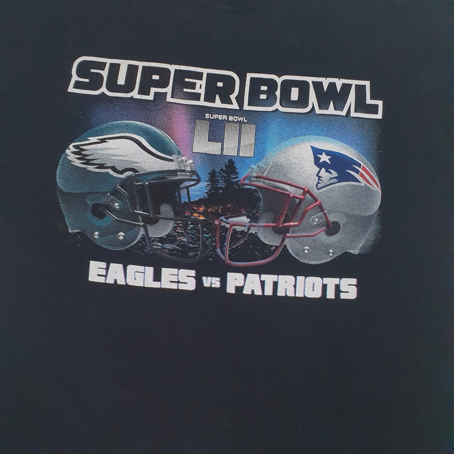 Mens Black Gildan NFL Superbowl Eagles Vs Patriots  T Shirt