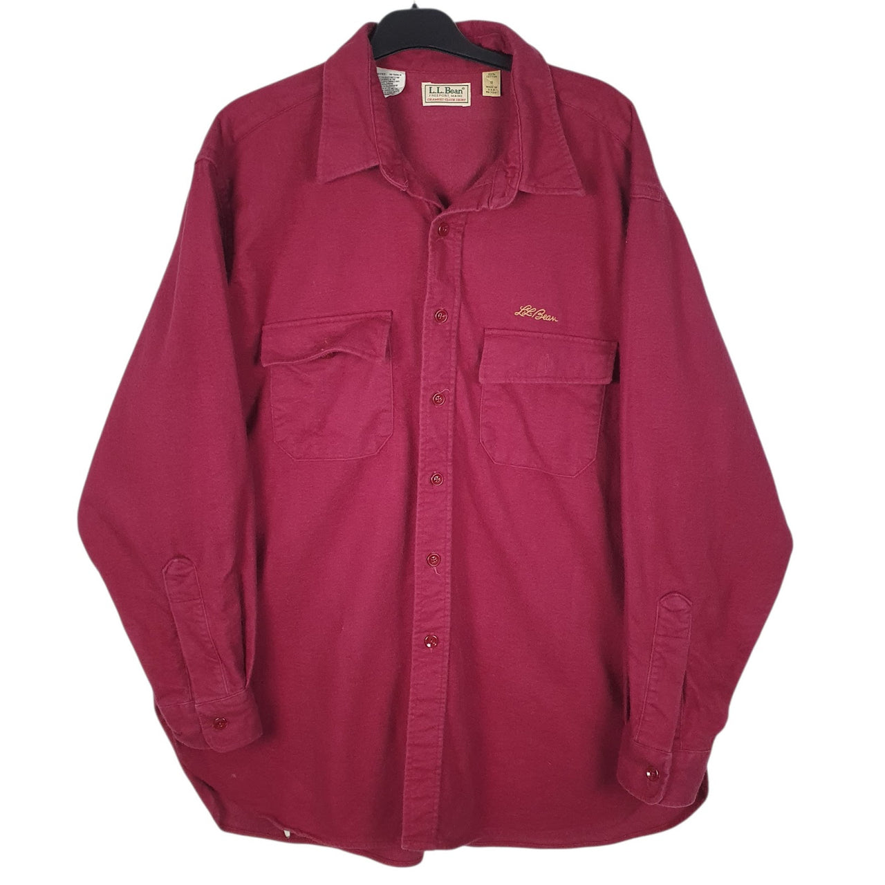 Mens Burgundy L.L.Bean Chamois Vintage 90s Made In USA Long Sleeve Shirt