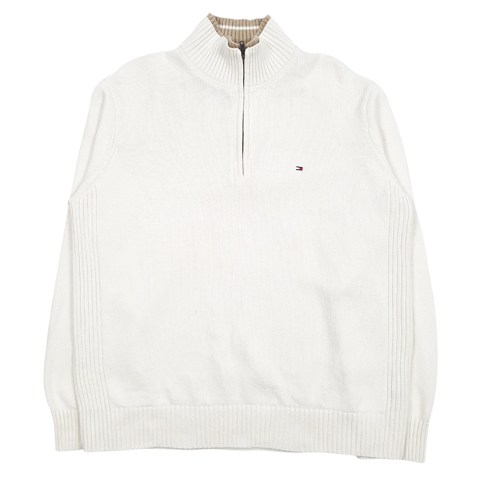 Mens Cream Tommy Hilfiger  Quarter Zip Jumper