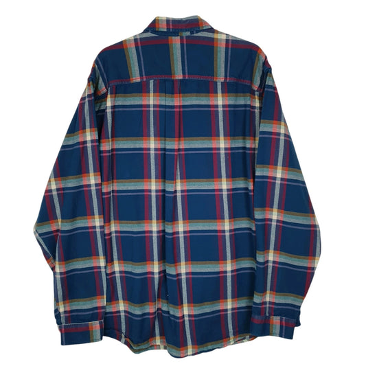 Mens Blue Eddie Bauer Heavyweight Plaid Flannel  Shirt
