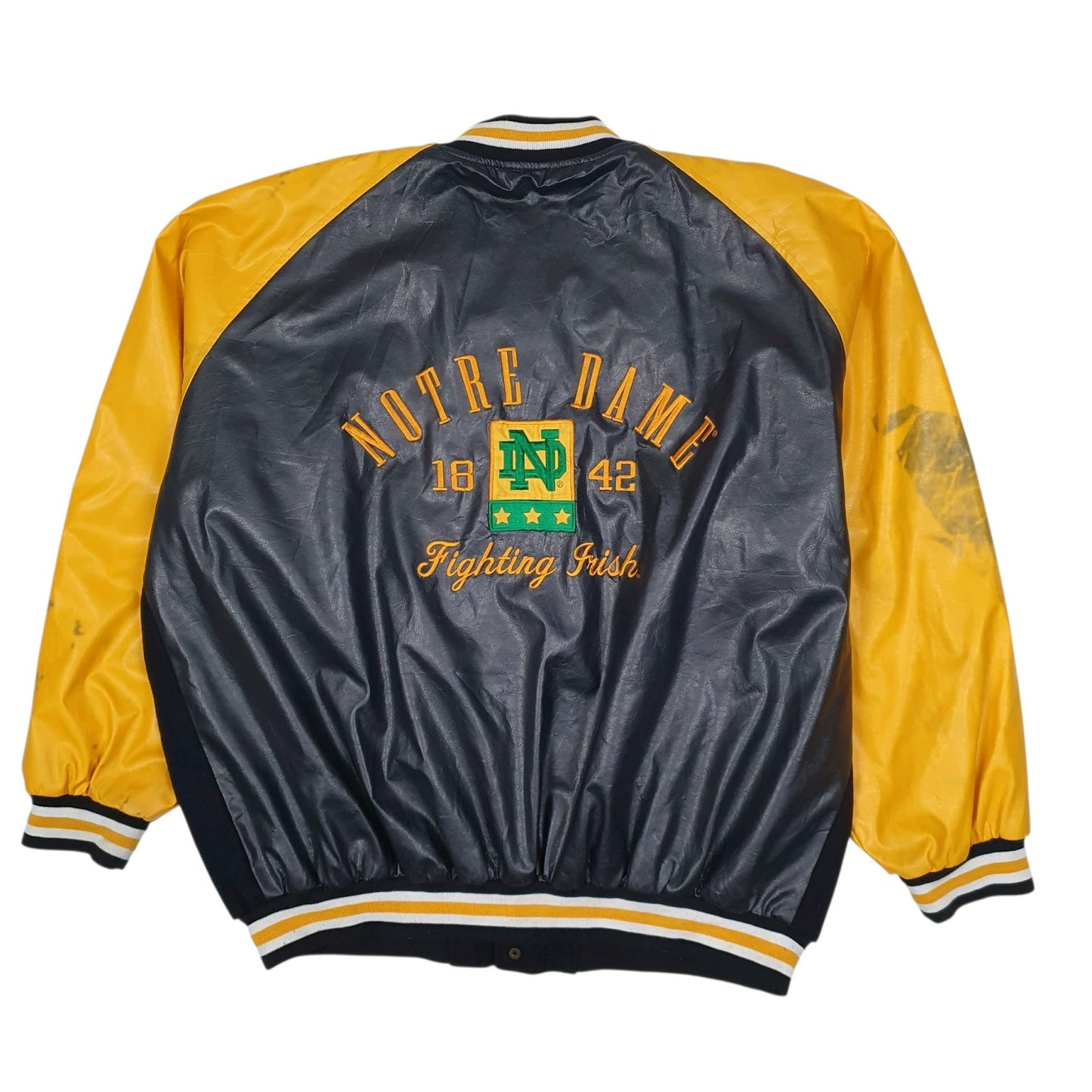 Mens Black Steve & Barrys Notre Dame Fighting Irish Varsity Leather  Coat