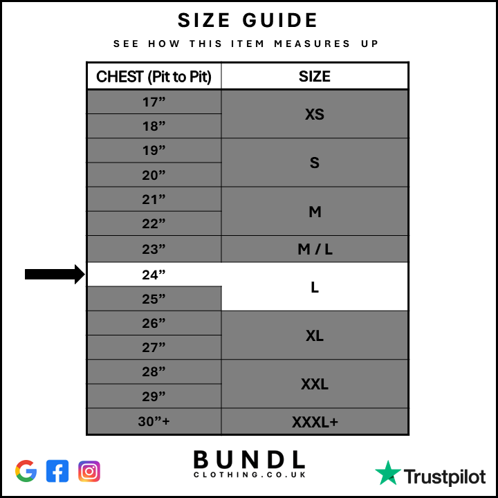 Measurement chart for Mens Purple Timberland Vintage Rugged Leather Eagle Made In USA Jumper