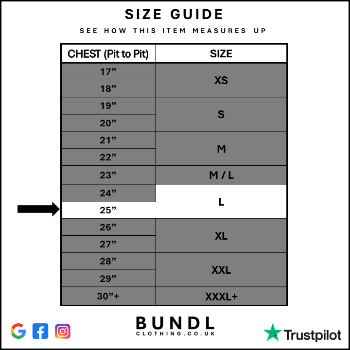 Measurement chart for Mens Green Reebok Padded Jumper