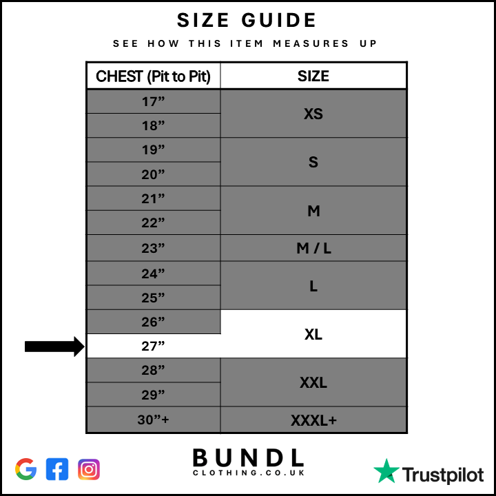 Measurement chart for Mens Grey The North Face  Jumper