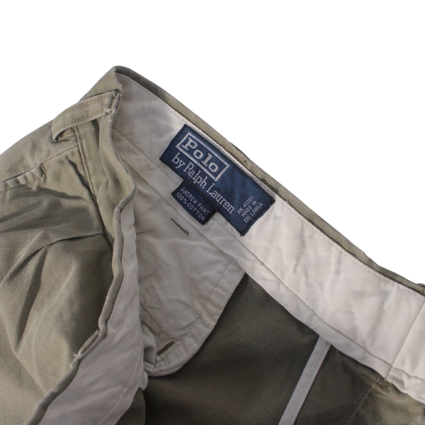 POLO RALPH LAUREN Chino Trousers Andrew Pant Pleated Brown Mens W36 L30