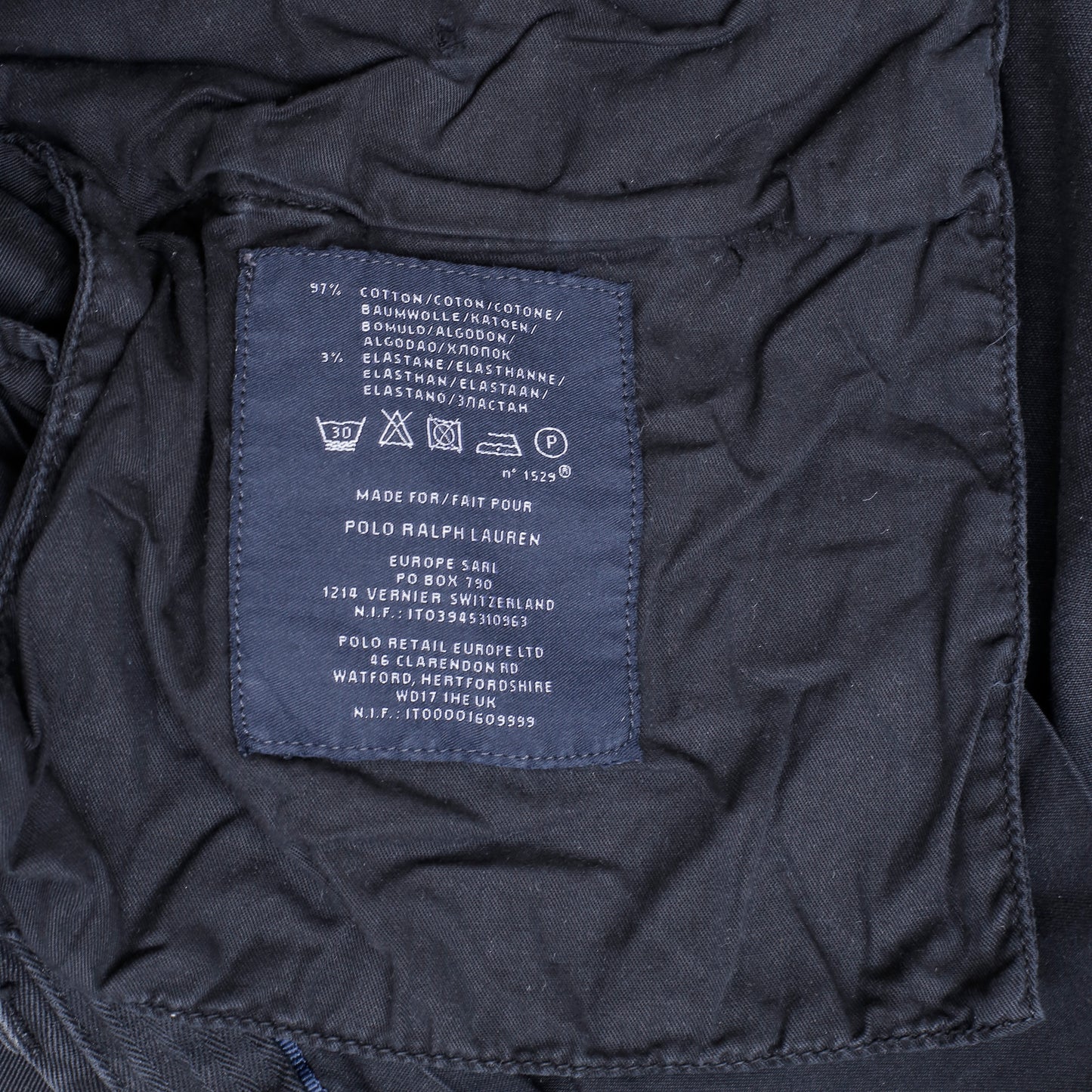 POLO RALPH LAUREN Chino Pant Preppy Fit Trousers Black Mens W40 L34