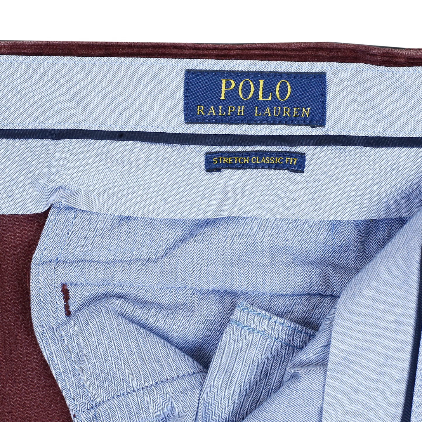 POLO RALPH LAUREN Corduroy Pant Stretch Classic Fit Trousers Burgundy Mens W36 L30