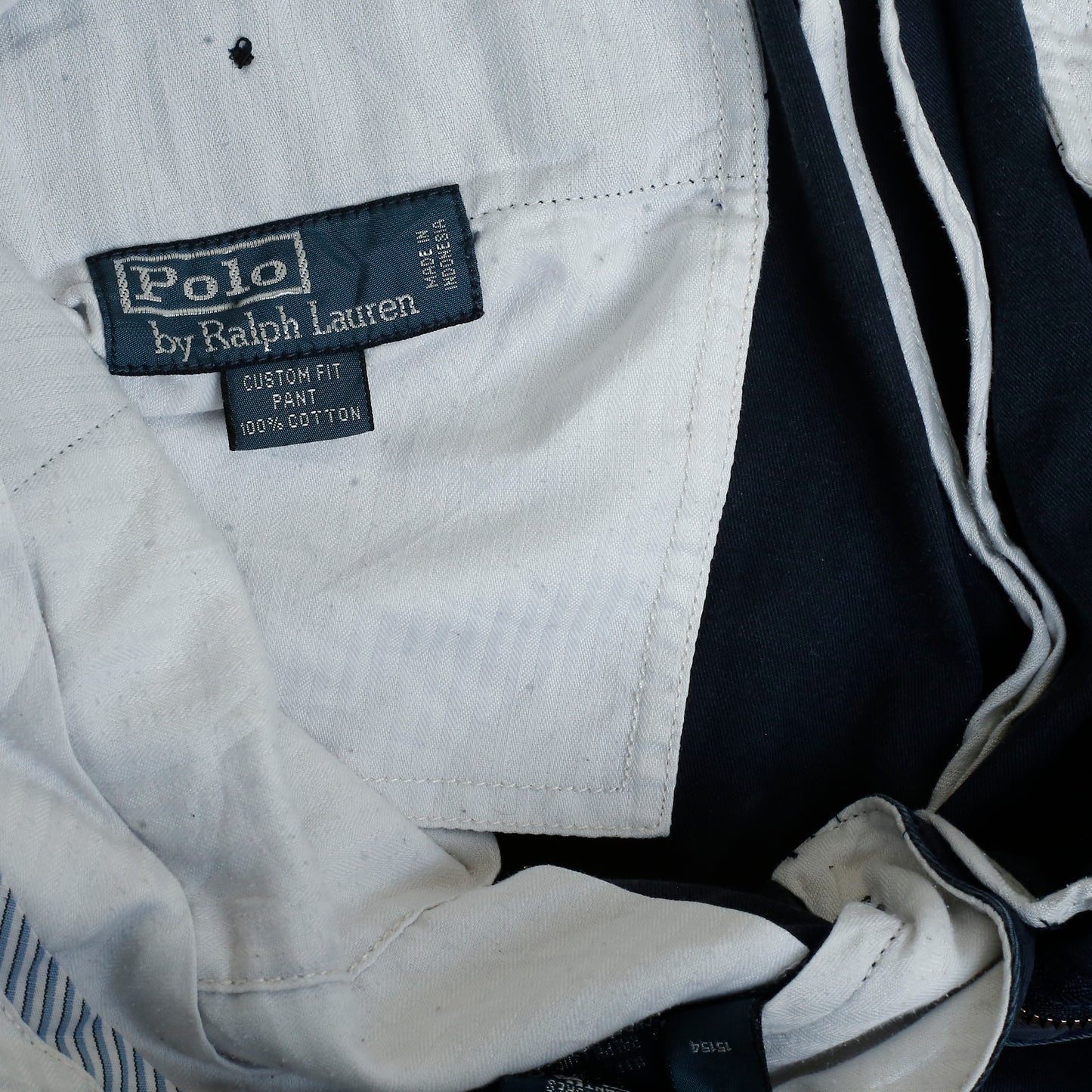 POLO RALPH LAUREN Chino Trousers Custom Fit Navy Mens W34 L34