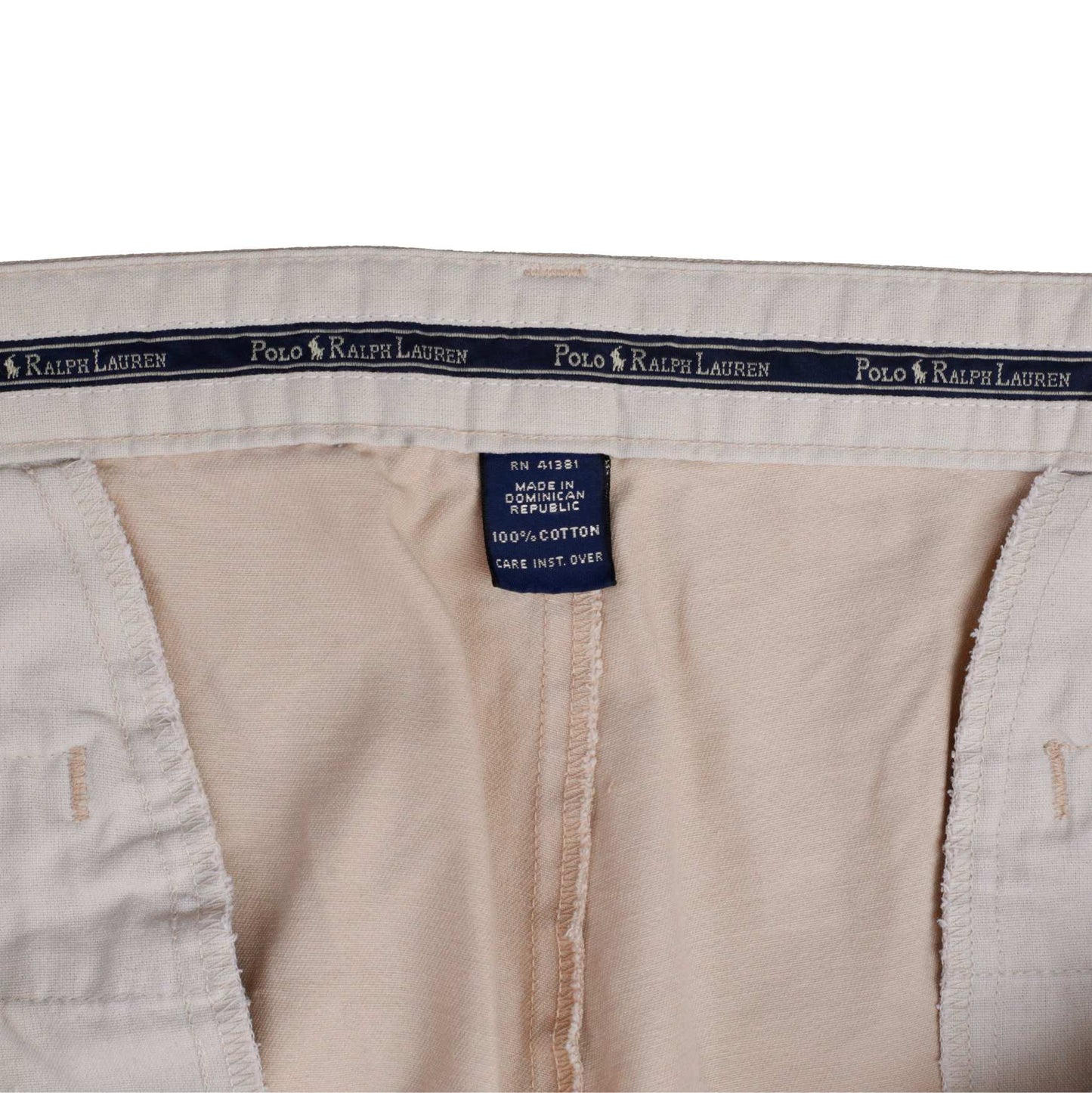 POLO RALPH LAUREN Andrew Pant Double Pleated Vintage 90s Chino Trousers Cream Mens W38 L30