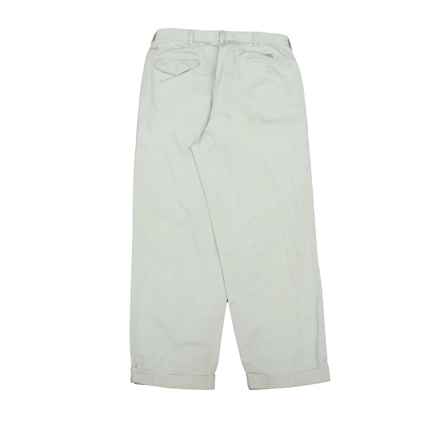 POLO RALPH LAUREN Chino Trousers Hammond Pant Vintage 90s Pleated Cream Mens W35 L30