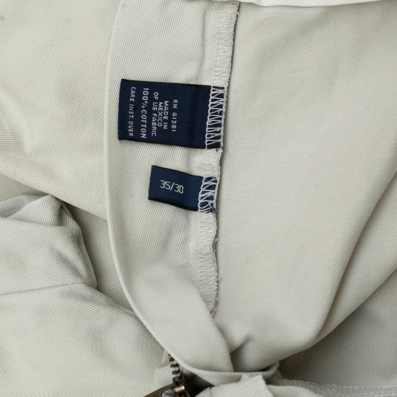POLO RALPH LAUREN Chino Trousers Hammond Pant Vintage 90s Pleated Cream Mens W35 L30