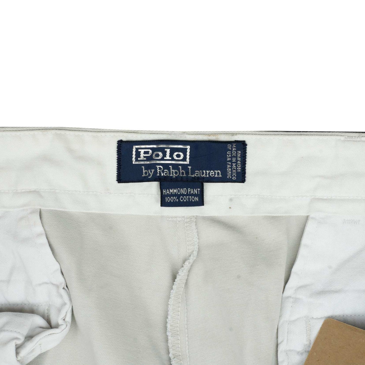 POLO RALPH LAUREN Chino Trousers Hammond Pant Vintage 90s Pleated Cream Mens W35 L30