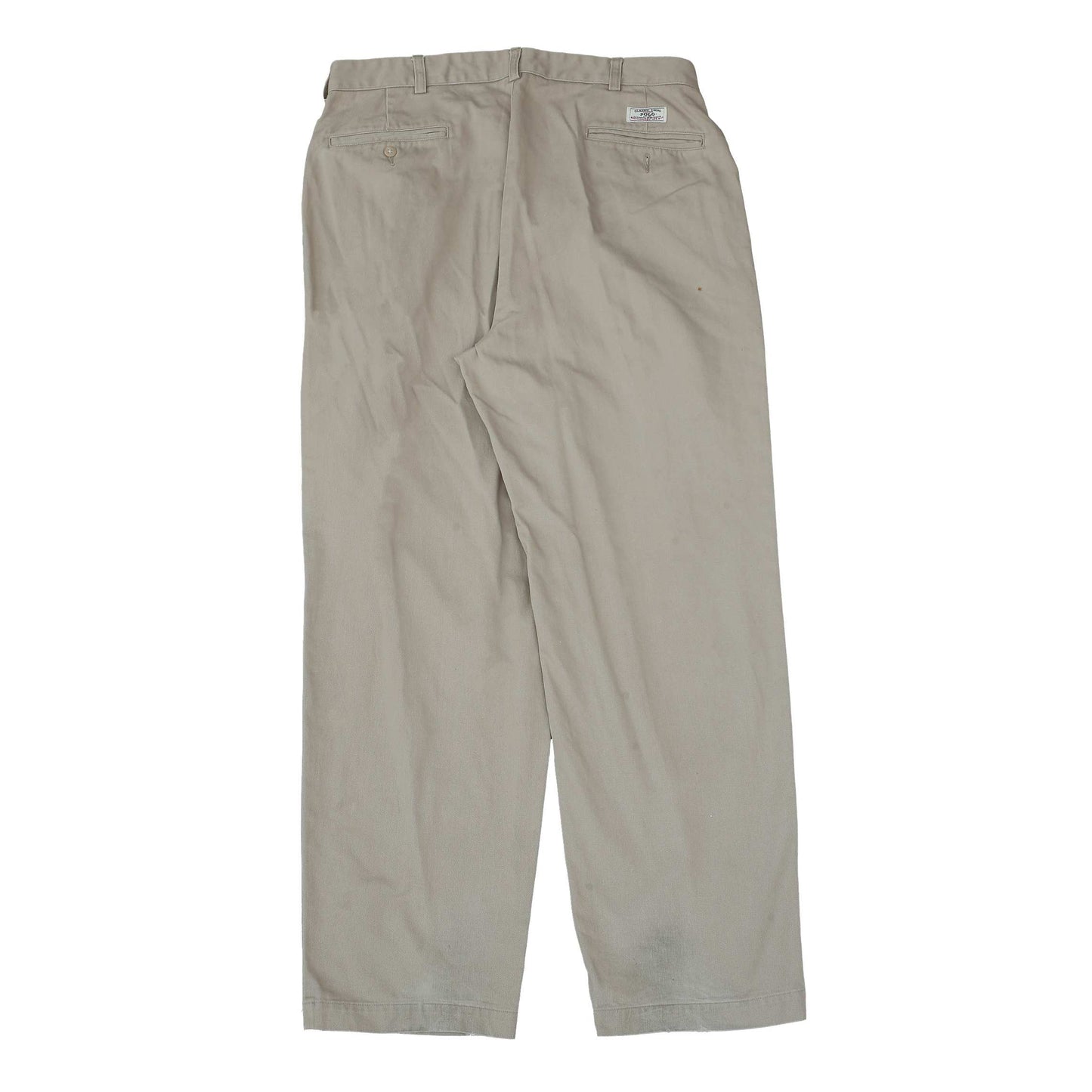 POLO RALPH LAUREN Chino Trousers Andrew Pant Vintage 90s Pleated Beige Mens W34 L30