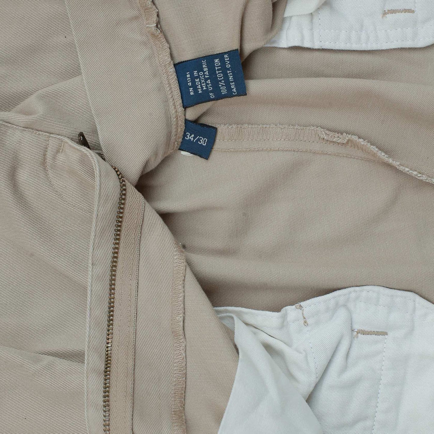 POLO RALPH LAUREN Chino Trousers Andrew Pant Vintage 90s Pleated Beige Mens W34 L30