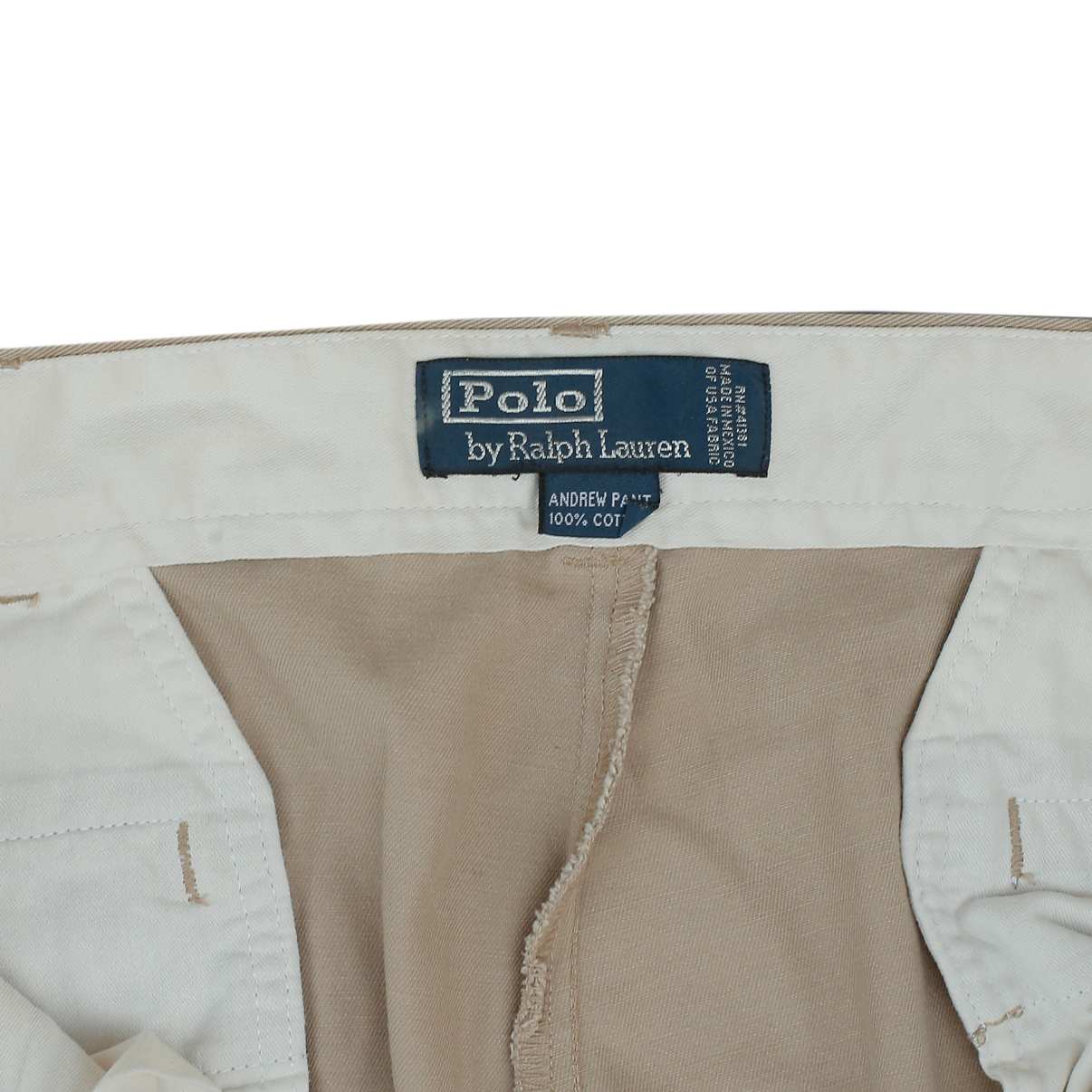 POLO RALPH LAUREN Chino Trousers Andrew Pant Vintage 90s Pleated Beige Mens W34 L30