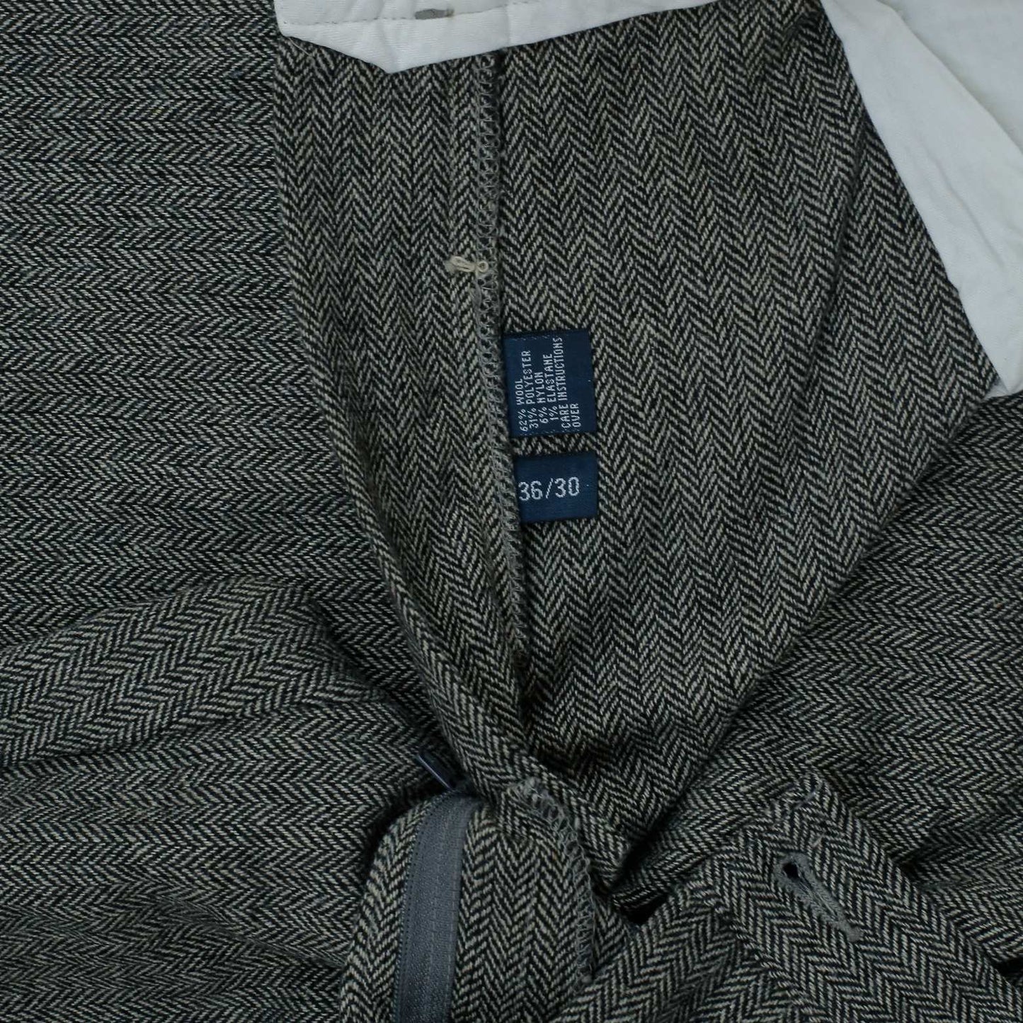 POLO RALPH LAUREN Herringbone Wool Formal Trousers Pants Chinos Grey Mens W36 L30