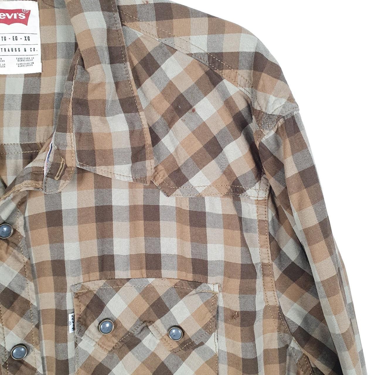 Mens Brown Levis Western Cowboy Snap Button Modern Long Sleeve Shirt