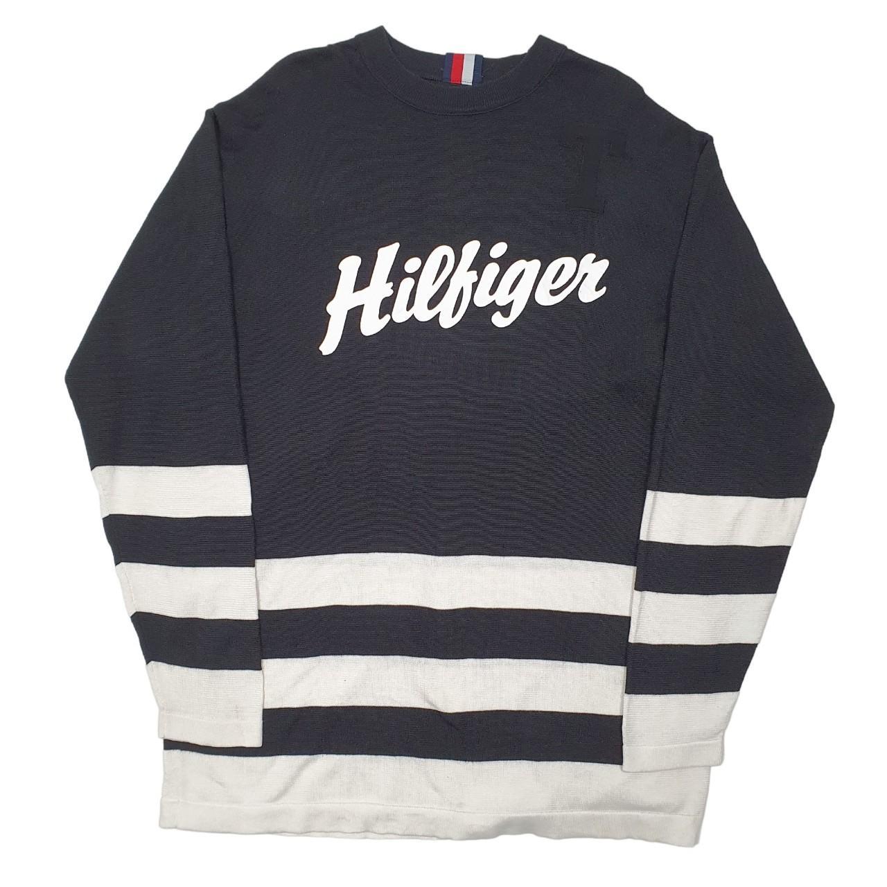 Womens Tommy Hilfiger Spellout Striped Crewneck Sweatshirt M