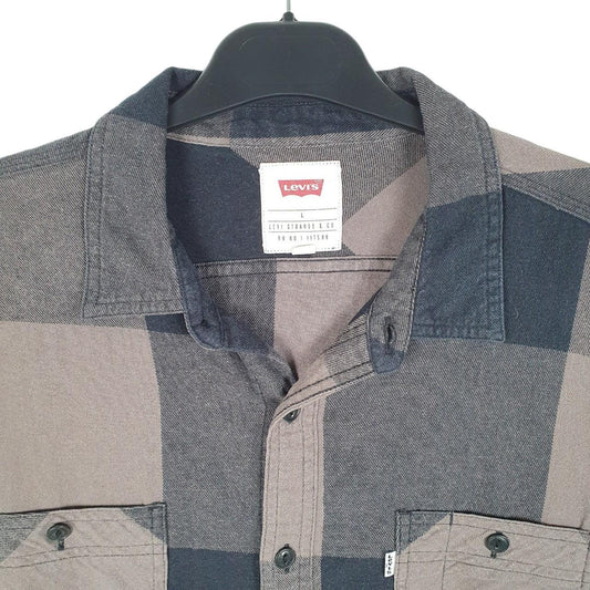 Mens Grey Levis Flannel Long Sleeve Shirt