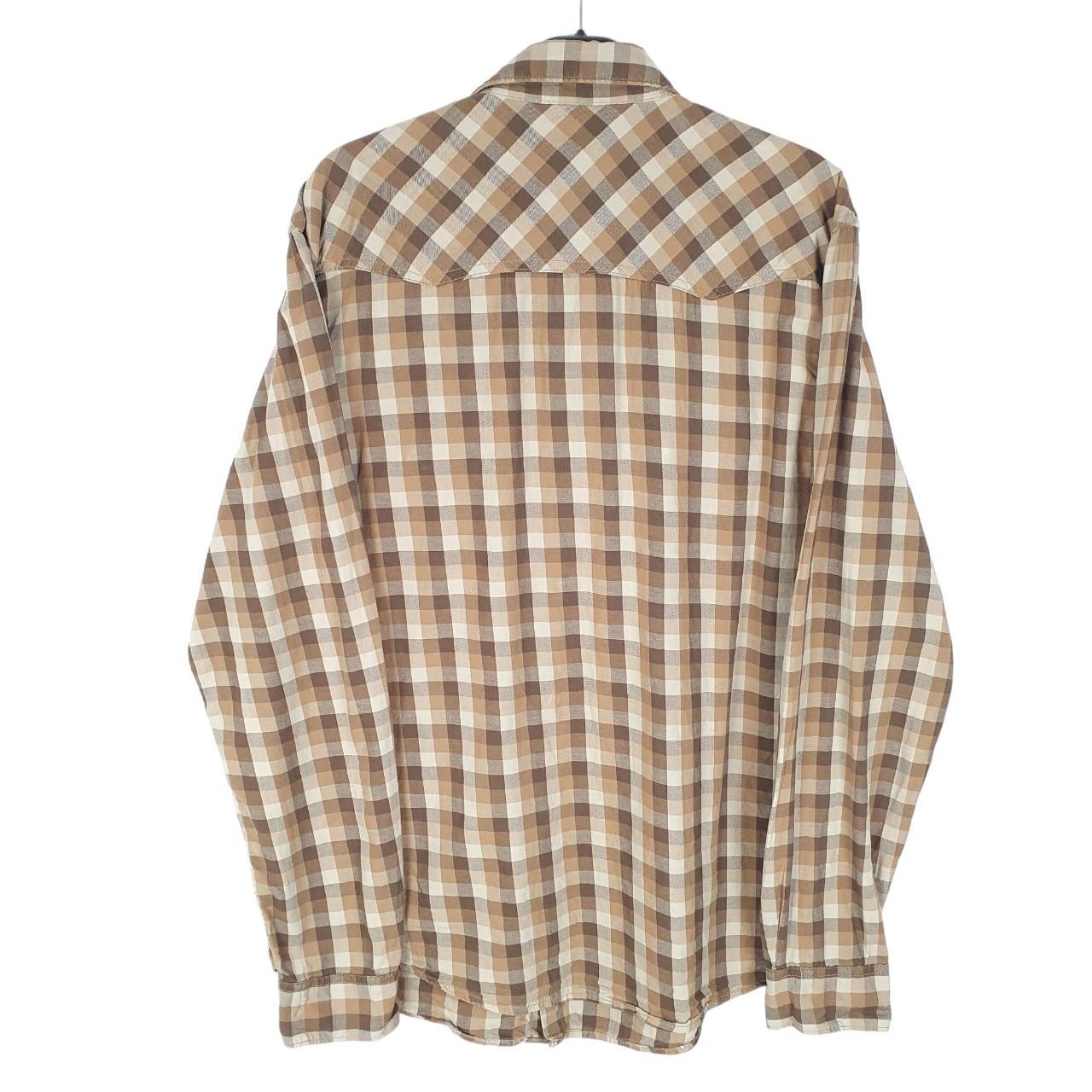 Mens Brown Levis Western Cowboy Snap Button Modern Long Sleeve Shirt