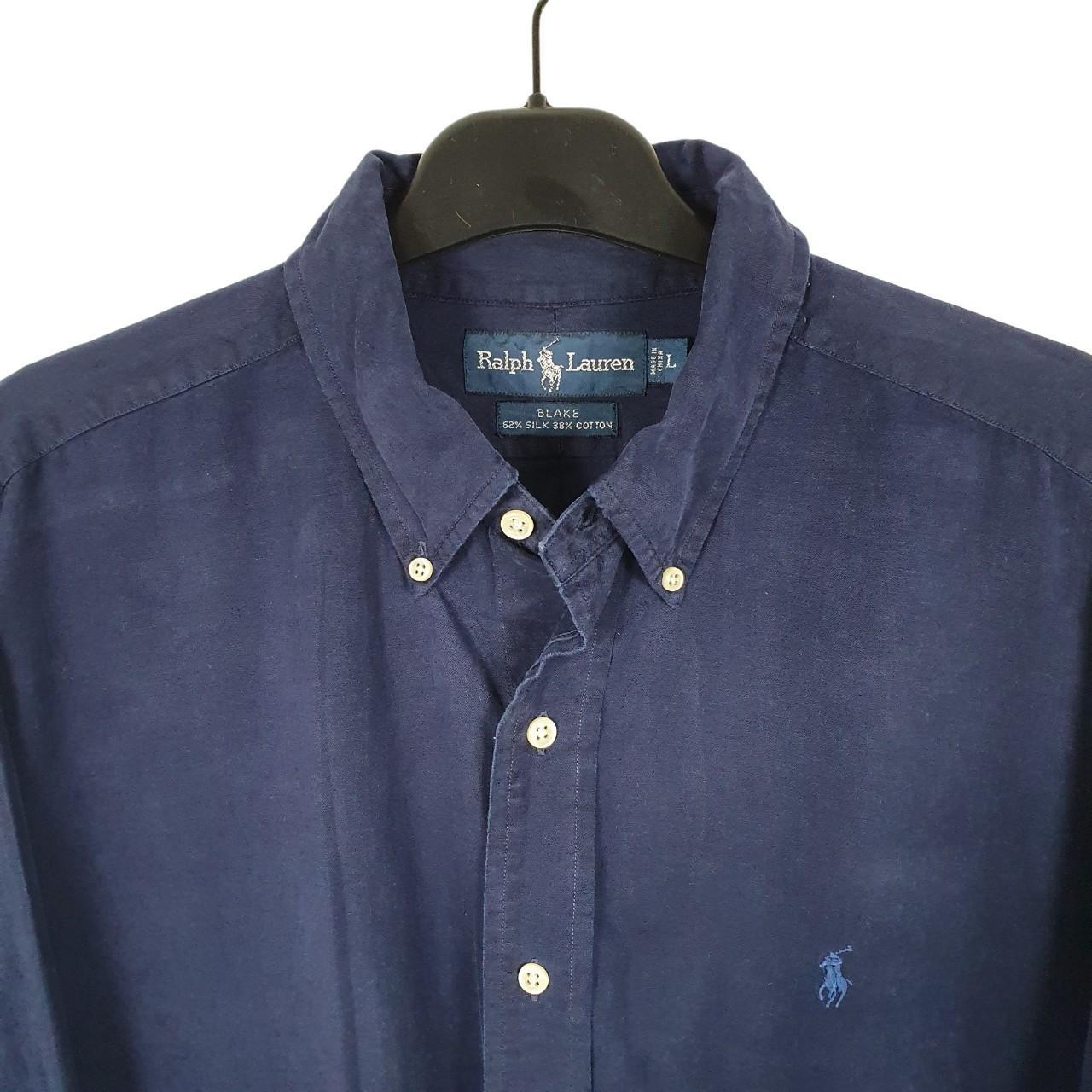 Ralph Lauren Long Sleeve Blake Fit Silk & Cotton Shirt Blue