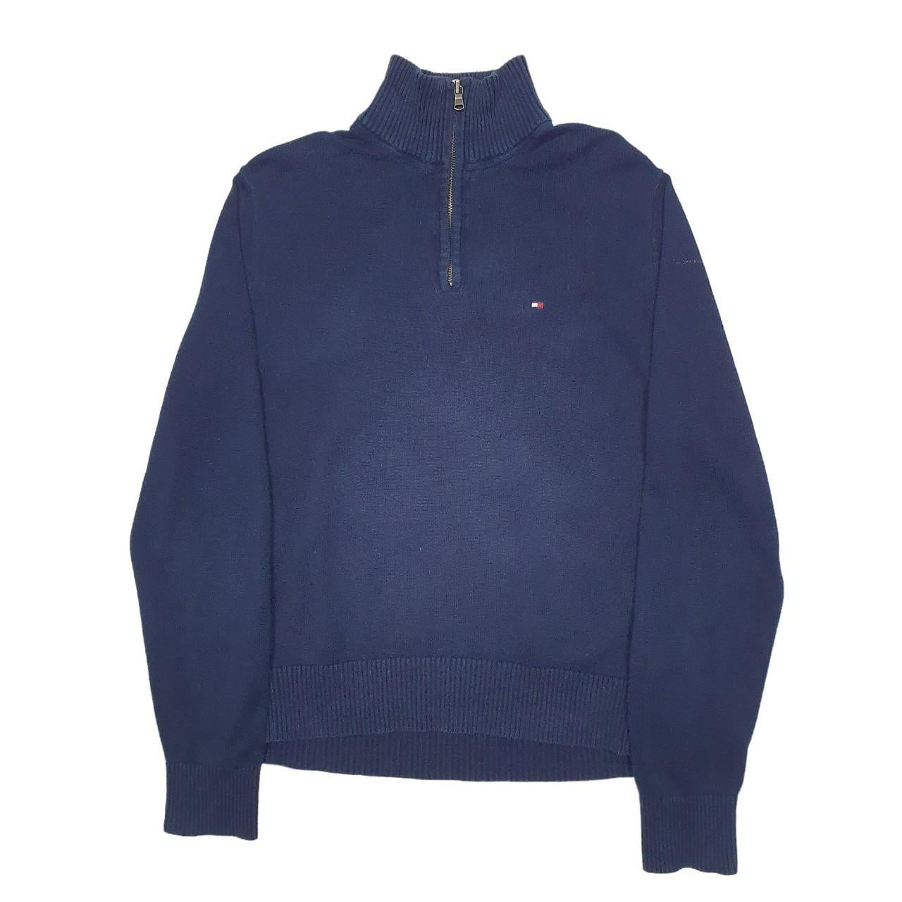 Tommy Hilfiger Knit Quarter Zip Quarter Zip Cotton Blend Sweatshirt Jumper M