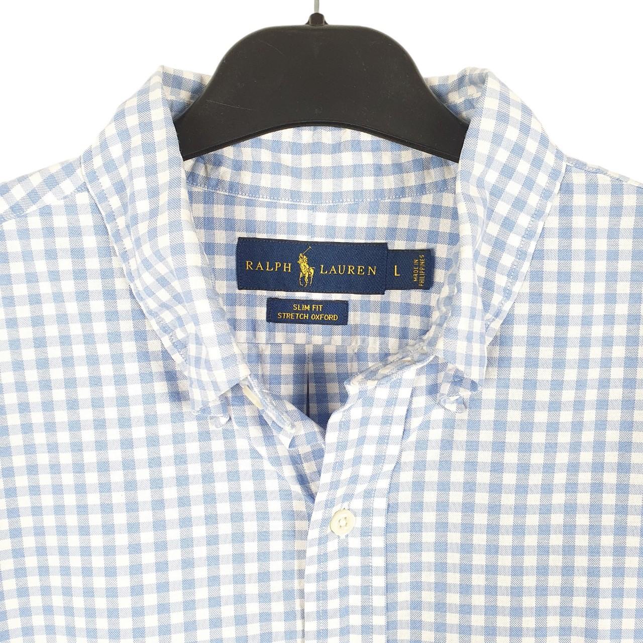 Ralph Lauren Oxford Stretch Long Sleeve Slim Fit Gingham Cotton Shirt L