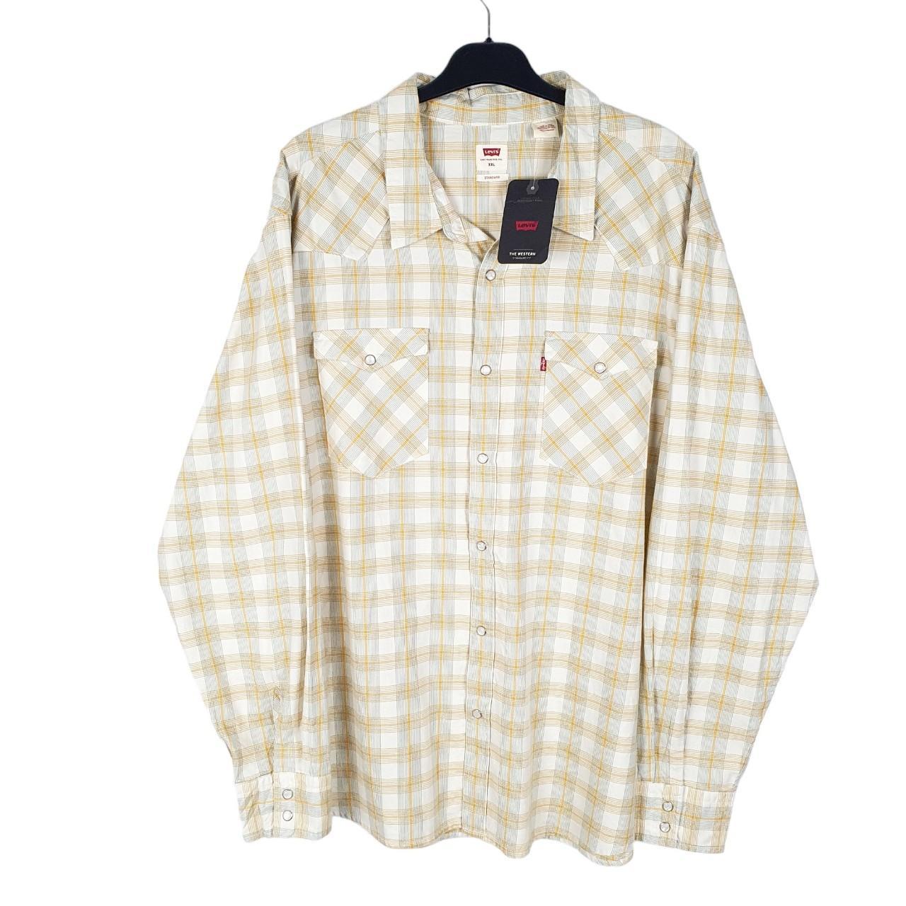 Mens Yellow Levis Western Cowboy Pearl Snap Long Sleeve Shirt