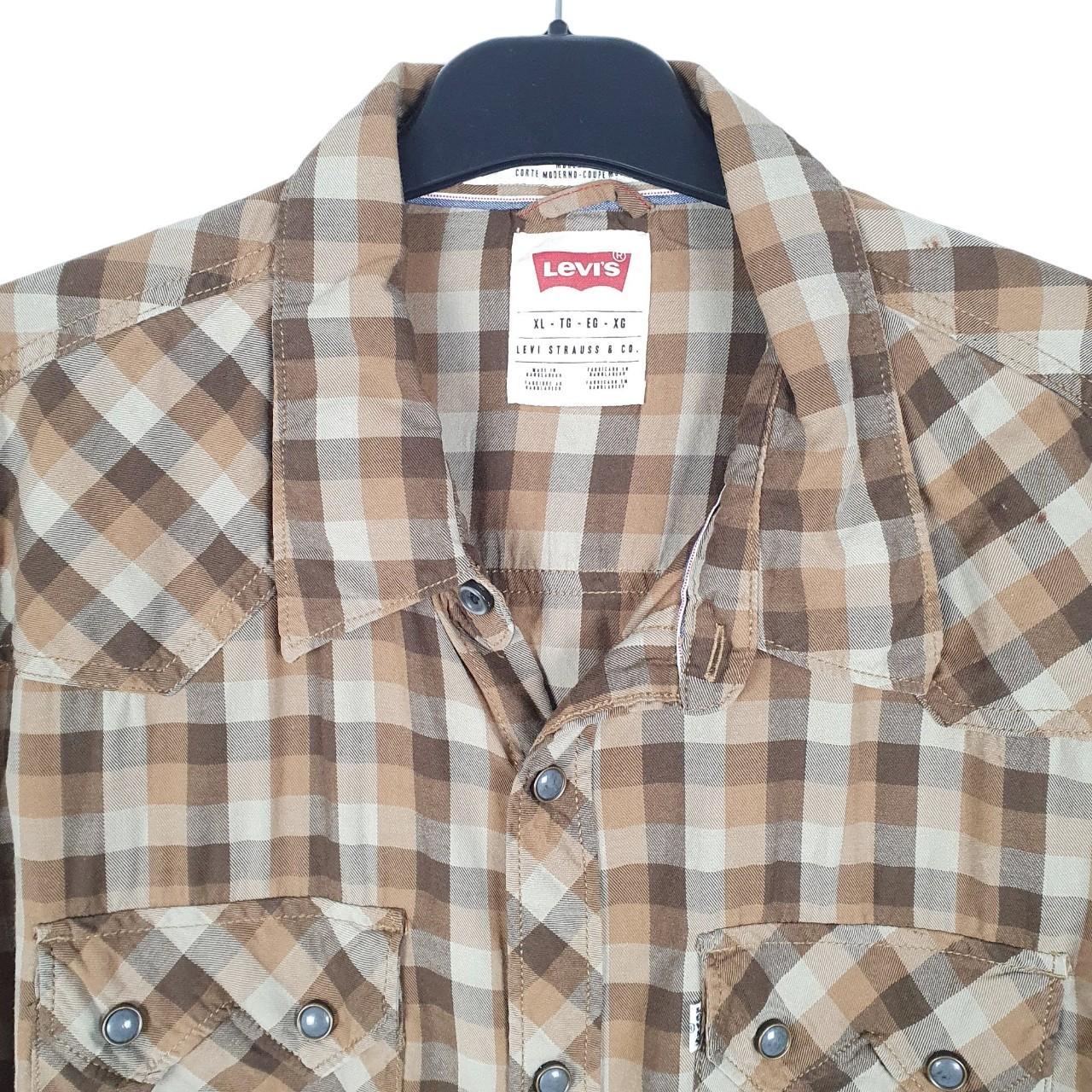 Mens Brown Levis Western Cowboy Snap Button Modern Long Sleeve Shirt