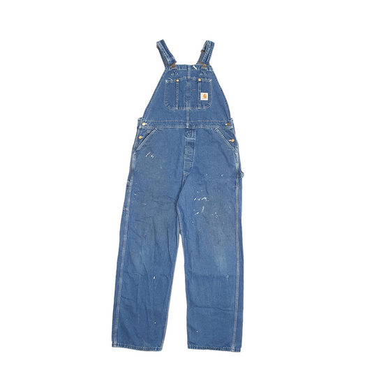 Mens Carhartt Denim Jeans Blue Dungaree Cotton Trousers W36 L32
