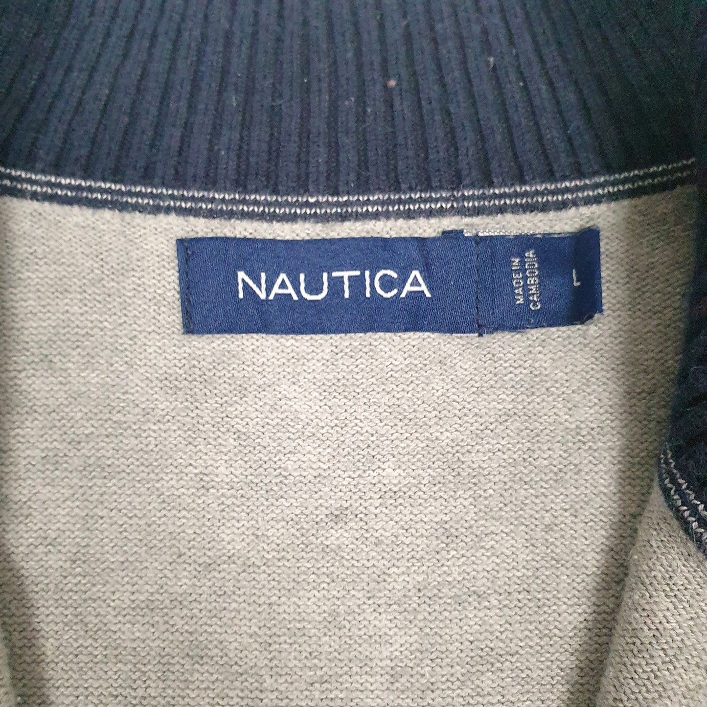 NAUTICA Quarter Zip Cotton Blend Jumper Sweatshirt Mens L